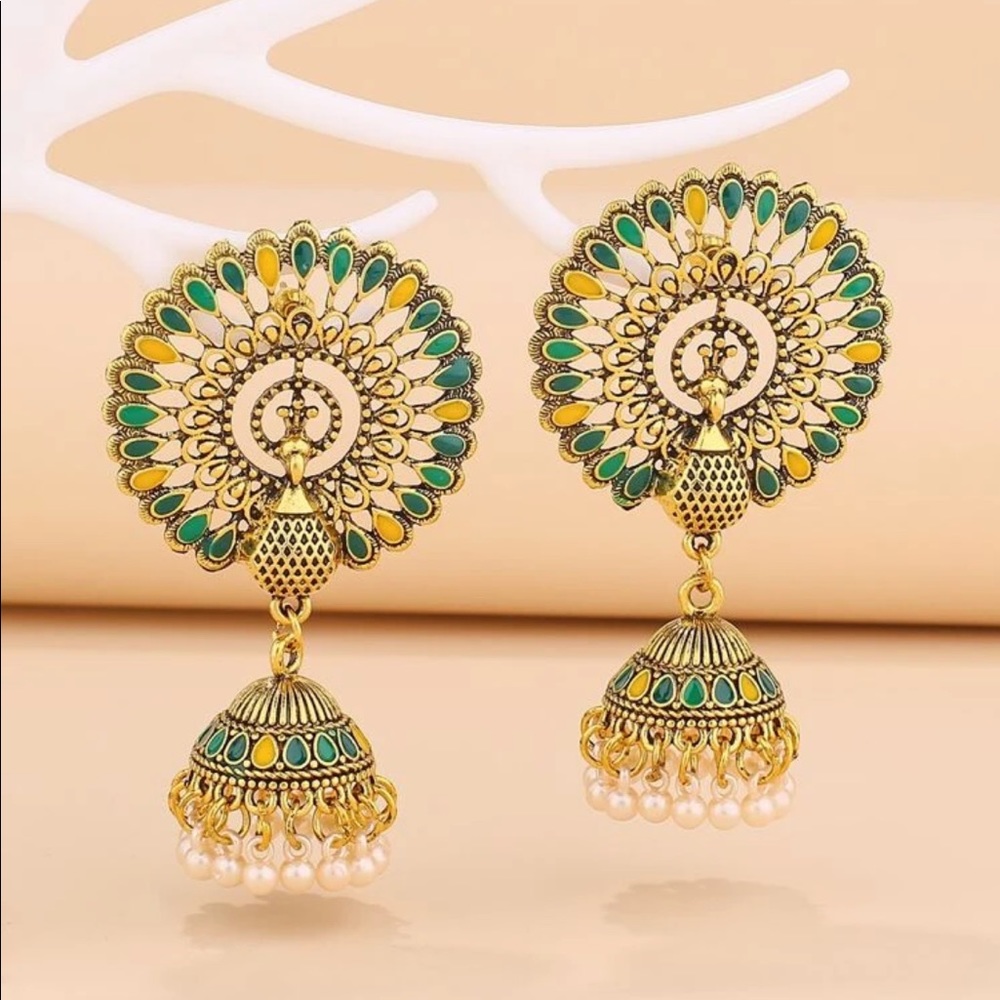 Faux Pearl Tassel Jhumka Drop Earrings